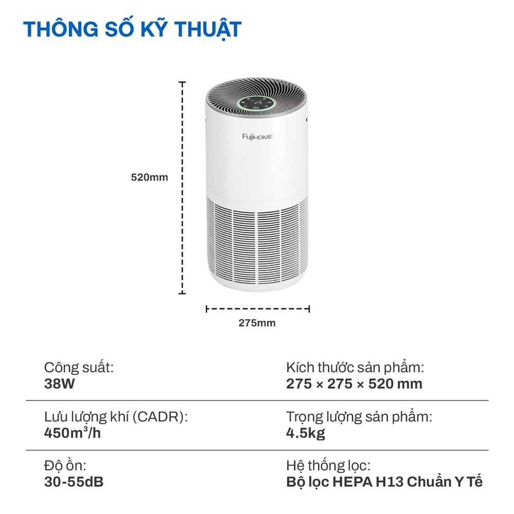 Máy lọc không khí FUJIHOME AP5Grand 35W Màu Trắng