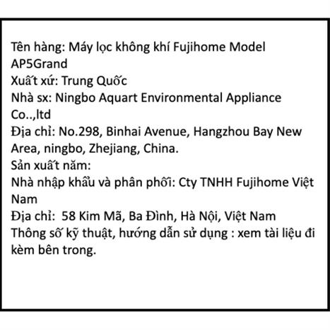 Máy lọc không khí FUJIHOME AP5Grand 35W Màu Trắng