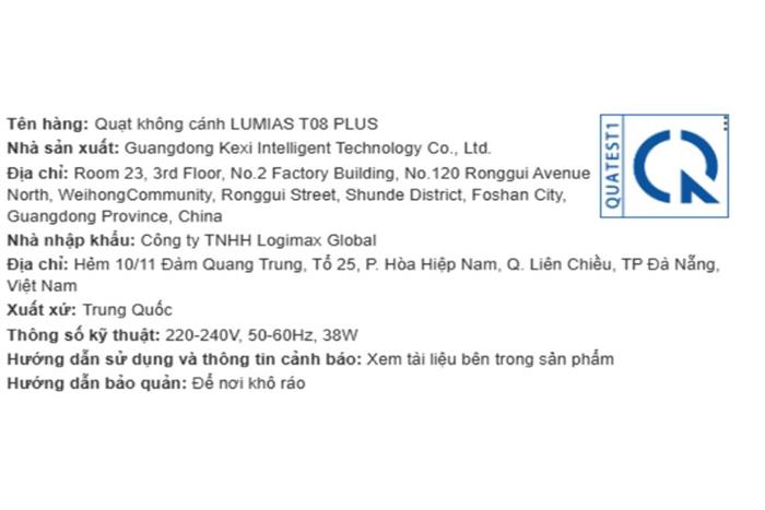 Máy lọc không khí kết hợp quạt không cánh Lumias T08 Plus Màu Trắng
