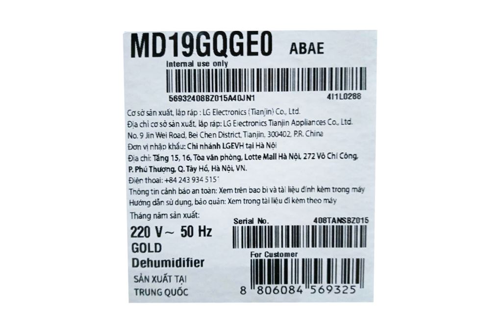 Máy hút ẩm LG Dual Inverter MD19GQGE0.ABAE Màu Trắng