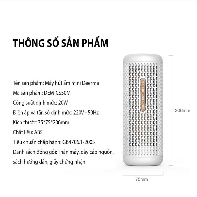 Máy hút ẩm mini Deerma CS50M Màu Trắng