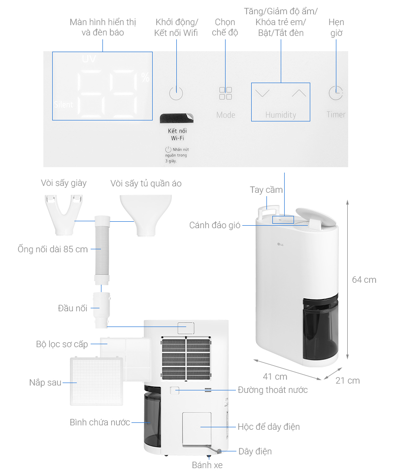 Máy hút ẩm LG Dual Inverter DD20GMWE1.ABAE