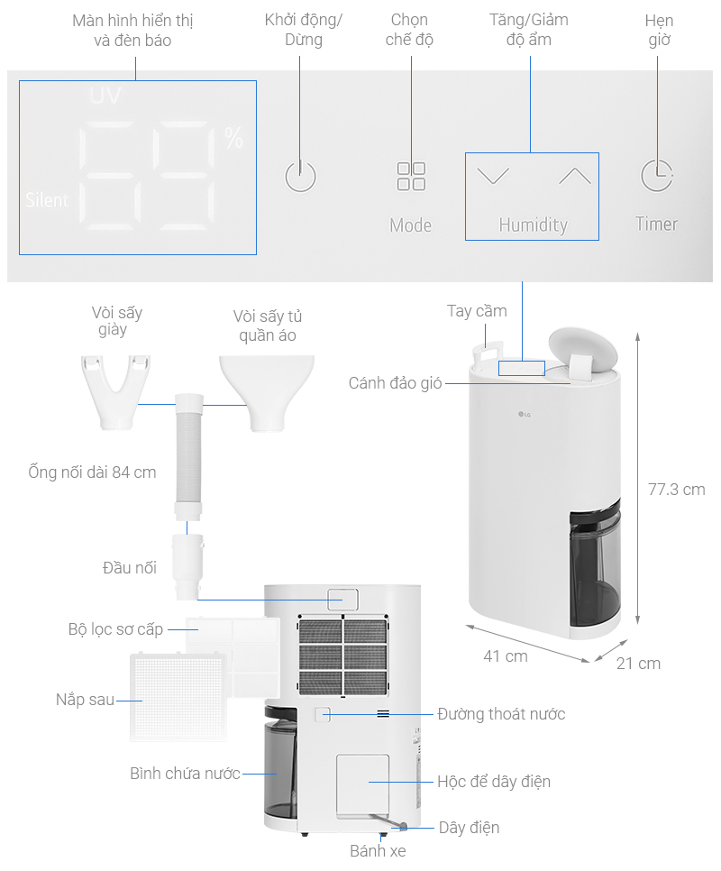 Máy hút ẩm LG Dual Inverter DD23GMWE1.ABAE