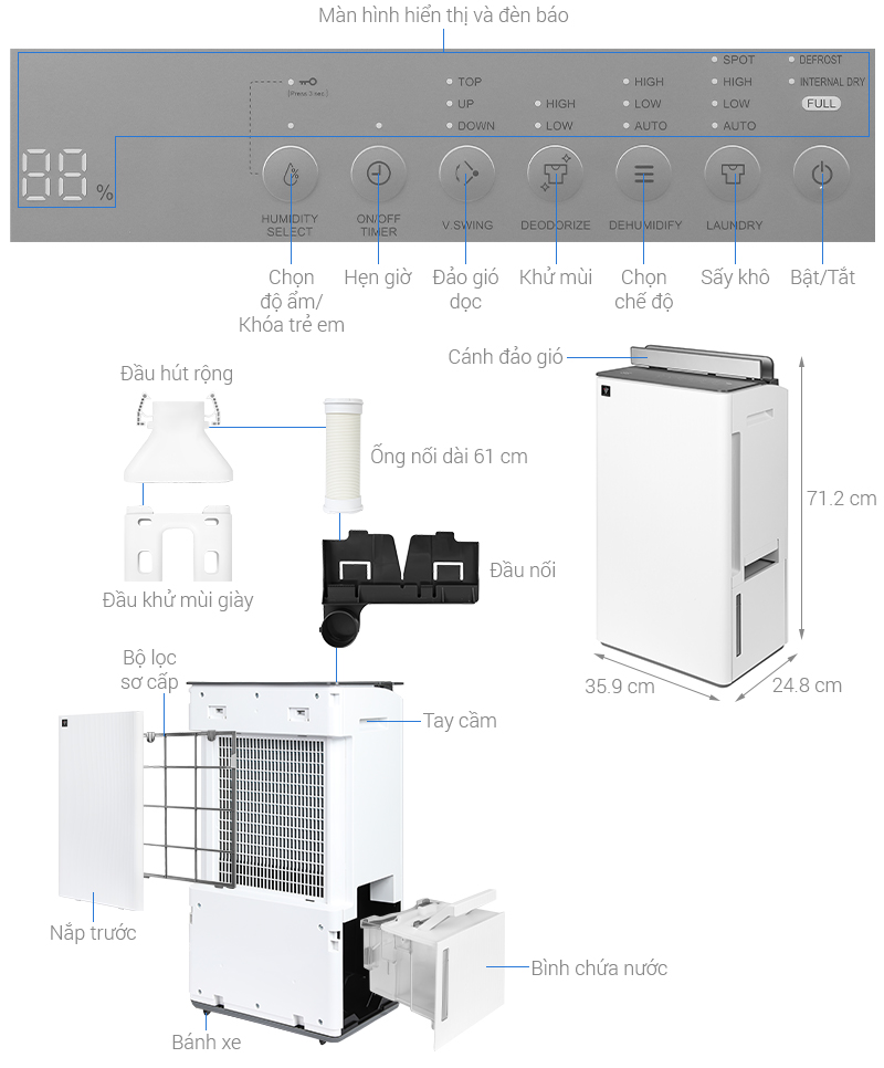 Máy hút ẩm Sharp DW-T30HV-W