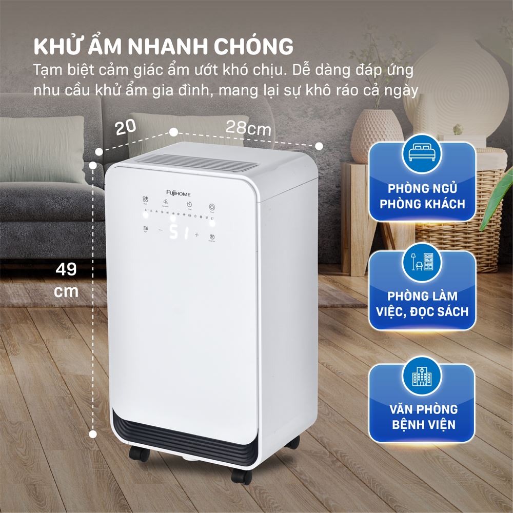 Máy hút ẩm FUJIHOME DH10 Màu Trắng