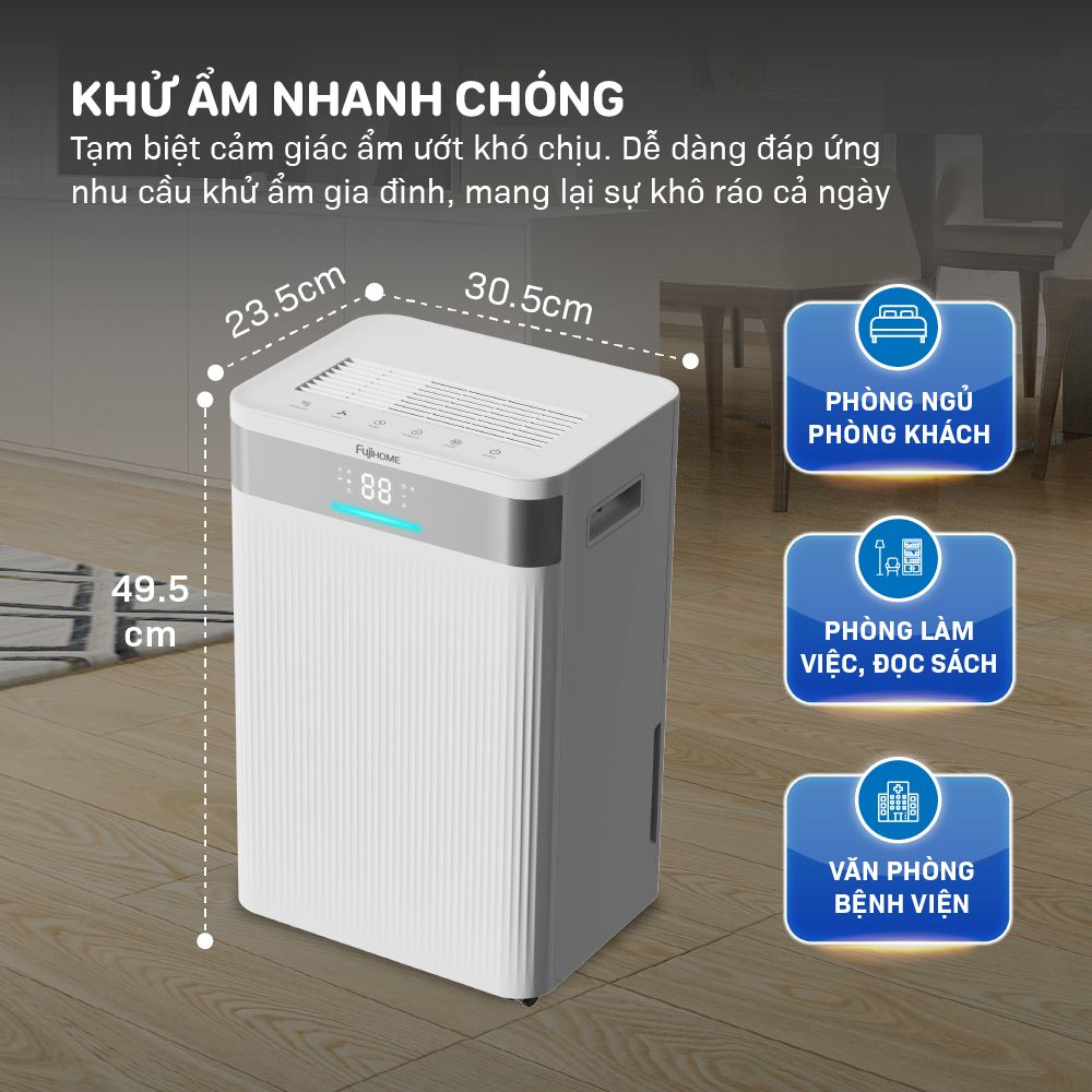 Máy hút ẩm FUJIHOME DH20NW Màu Trắng