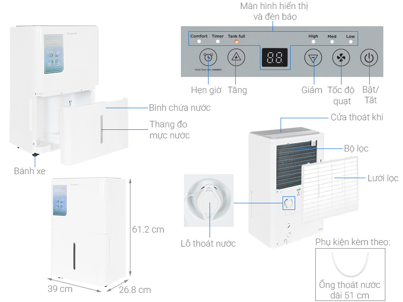 Máy hút ẩm Kangaroo KGDH50G