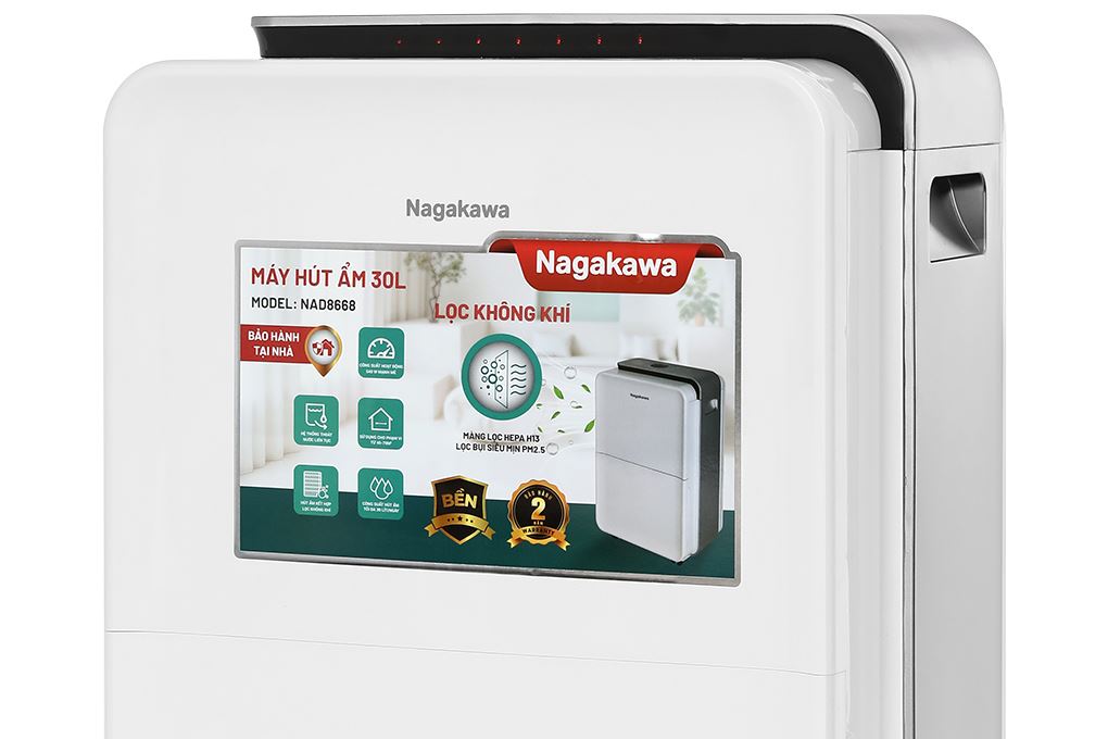 Máy hút ẩm kết hợp lọc không khí Nagakawa NAD8668 Màu Trắng
