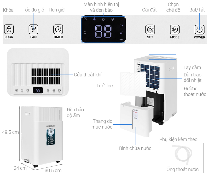 Máy hút ẩm Sunhouse SHD-DHB1602