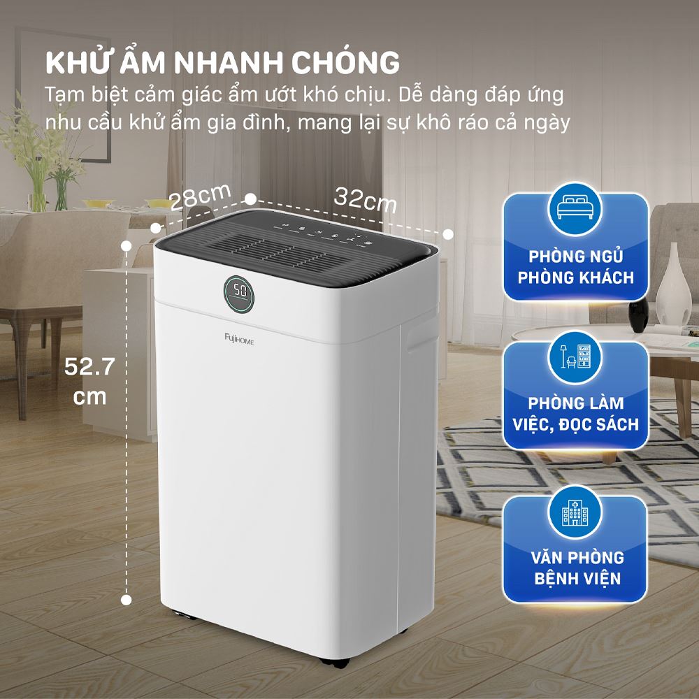 Máy hút ẩm Fujihome DH18W-HEPA Màu Trắng