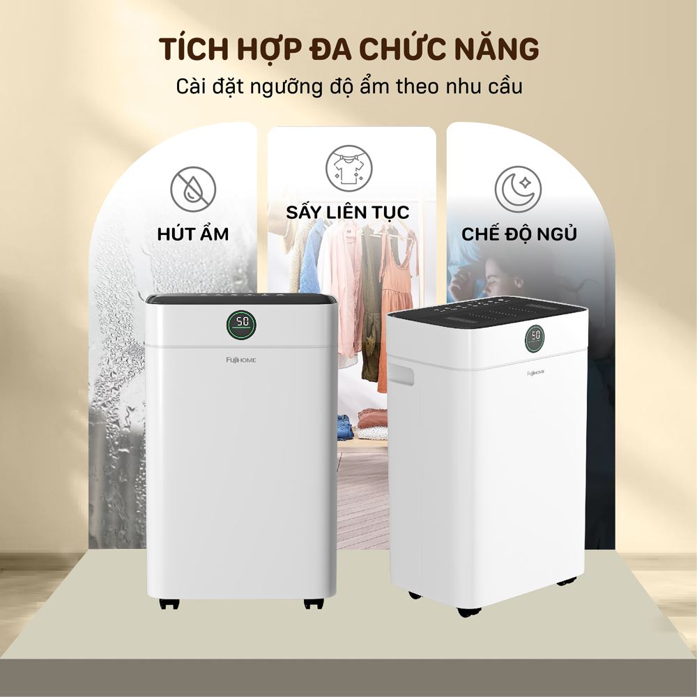 Máy hút ẩm Fujihome DH18W-HEPA Màu Trắng