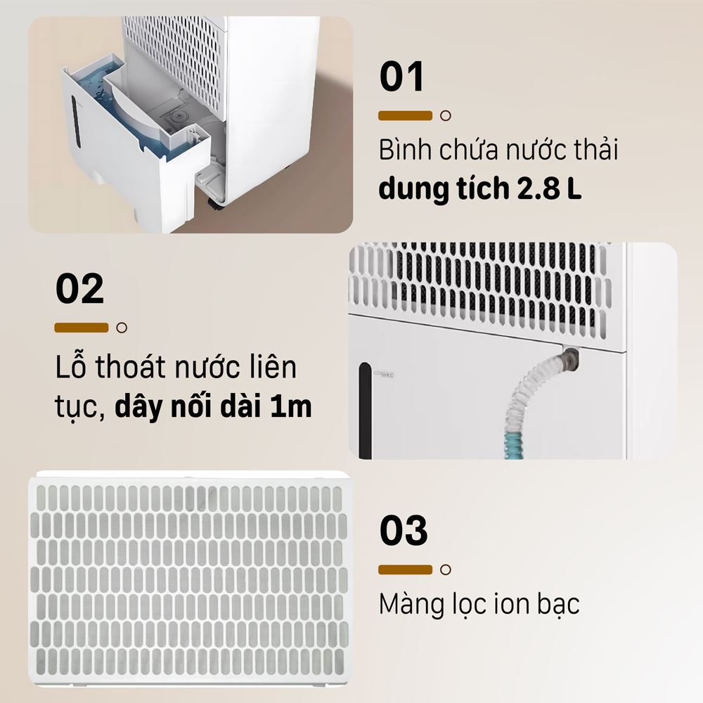 Máy hút ẩm Fujihome DH18W-HEPA Màu Trắng
