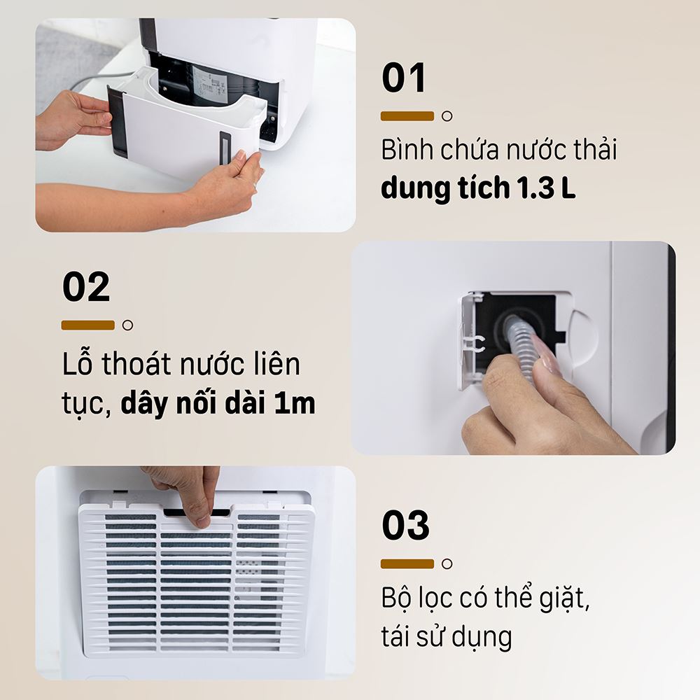 Máy hút ẩm FUJIHOME DH07 Màu Trắng