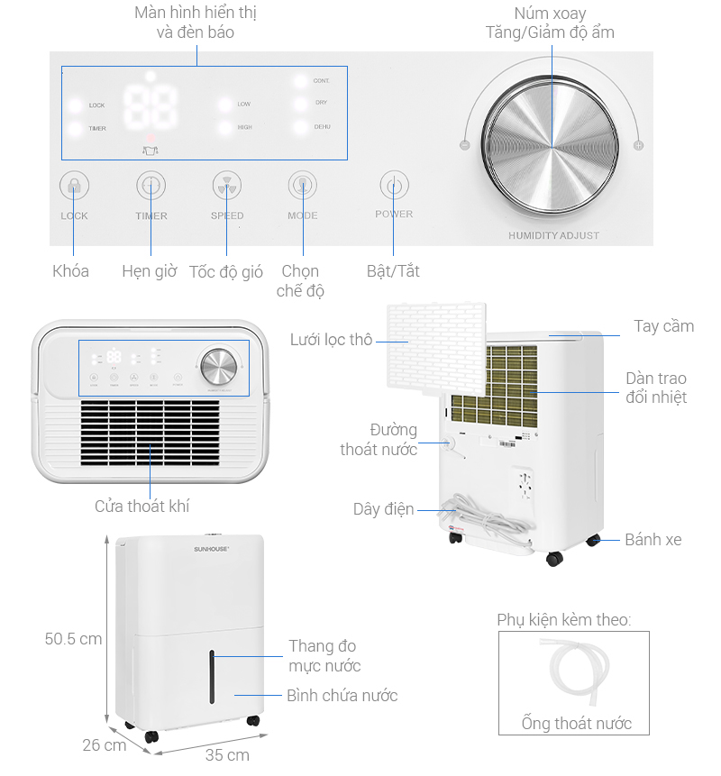 Máy hút ẩm Sunhouse SHD-DHB3002