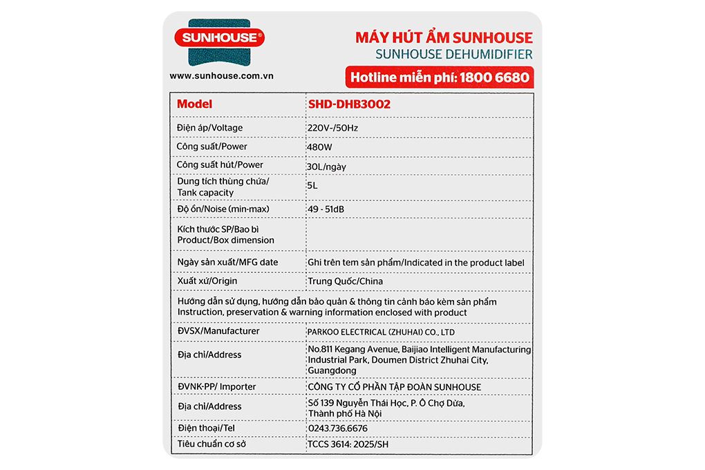 Máy hút ẩm Sunhouse SHD-DHB3002 - 20