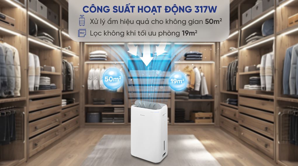 Công suất - Máy hút ẩm kết hợp lọc không khí Daikin JPF12AV2