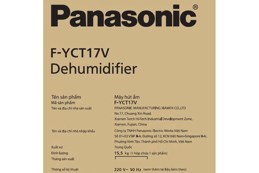 Máy hút ẩm Panasonic F-YCT17V Màu Trắng