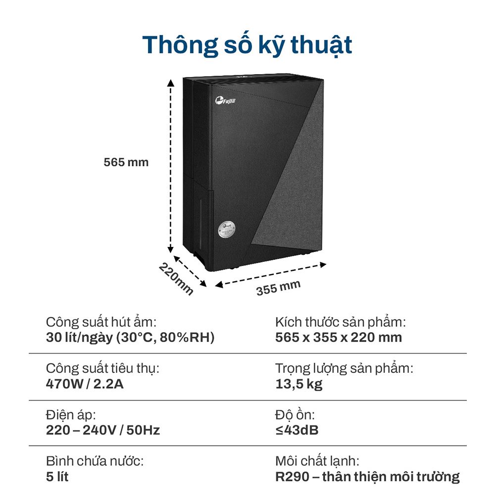 Máy hút ẩm FujiE HM-930ED Màu Đen
