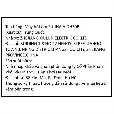 Máy hút ẩm Fujihaia DH70BL Màu Xanh đen