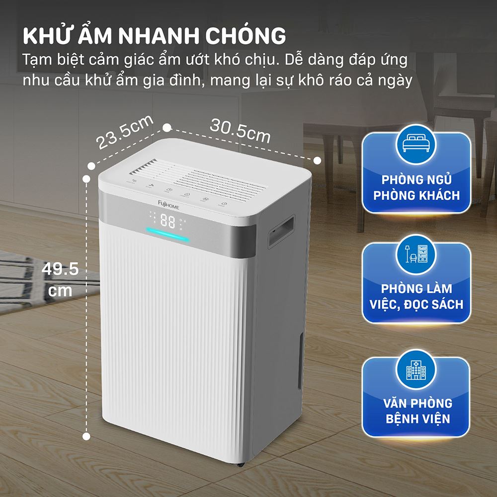Máy hút ẩm FUJIHOME DH16NW-HEPA Màu Trắng