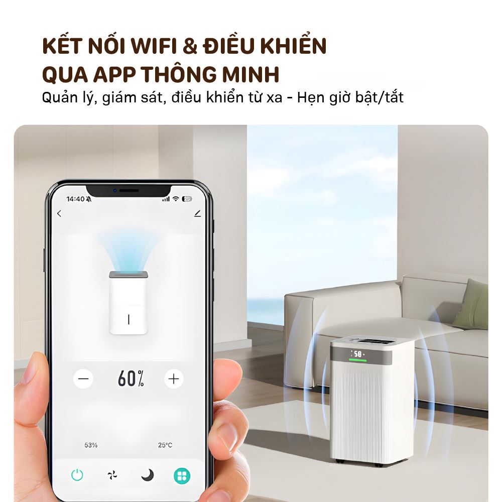 Máy hút ẩm FUJIHOME DH20NW-HEPA Màu Trắng