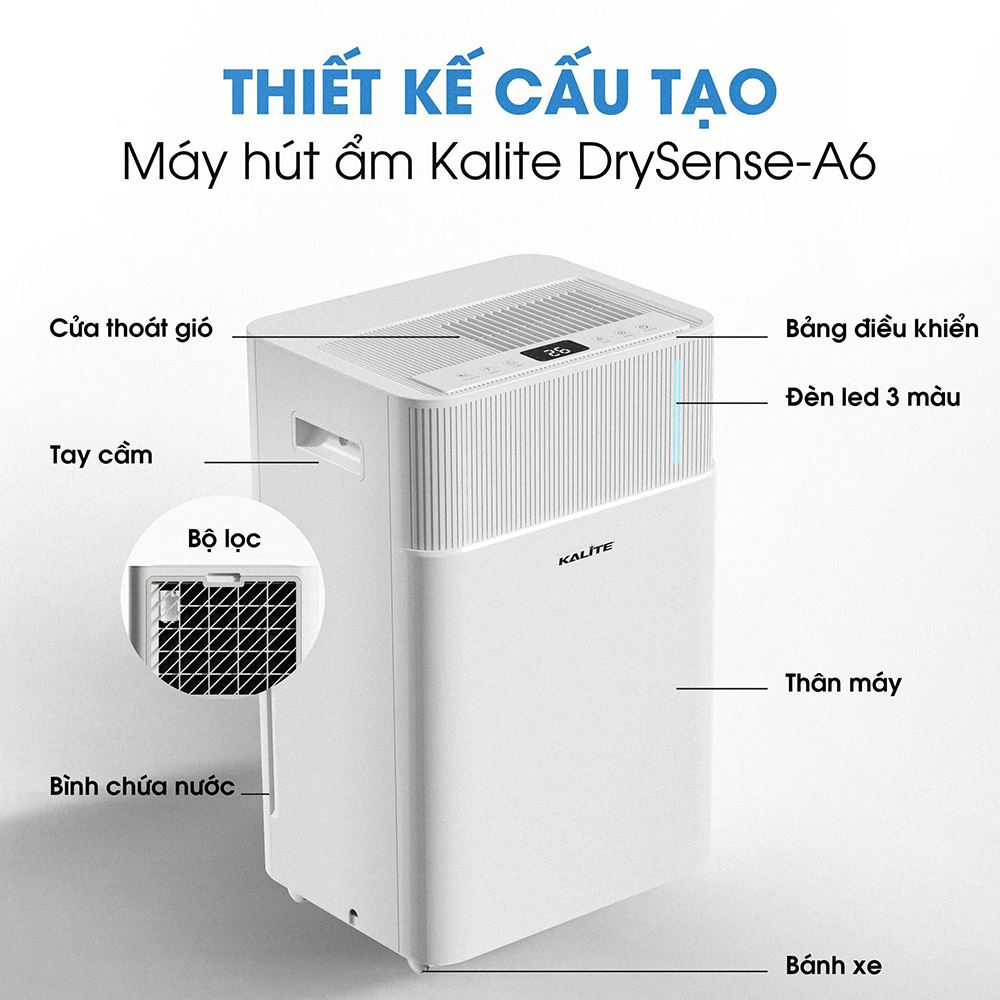 Máy hút ẩm Kalite DrySense A6 Màu Trắng