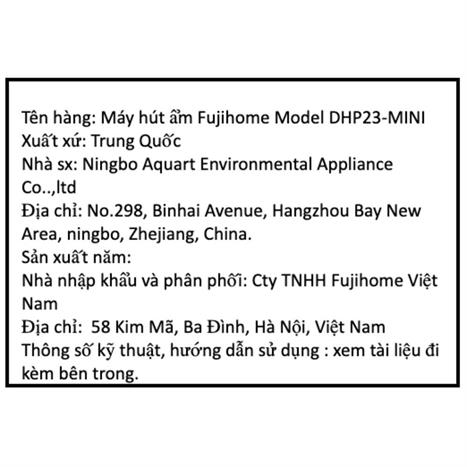Máy hút ẩm FUJIHOME DHP23-MINI Màu Trắng