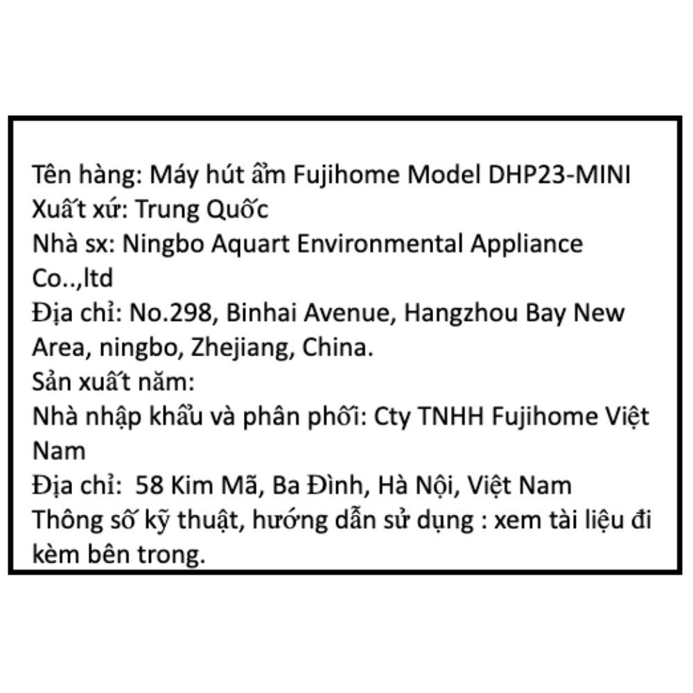 Máy hút ẩm FUJIHOME DHP23-MINI Màu Trắng
