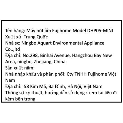Máy hút ẩm kết hợp lọc không khí Fujihome DHP05-MINI Màu Trắng