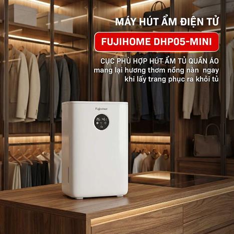 Máy hút ẩm kết hợp lọc không khí Fujihome DHP05-MINI Màu Trắng
