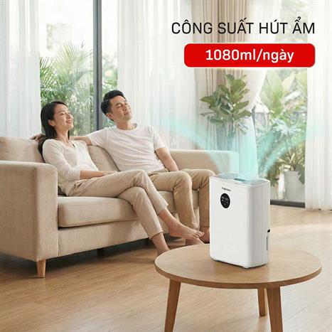 Máy hút ẩm kết hợp lọc không khí Fujihome DHP05-MINI Màu Trắng
