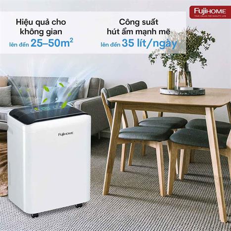 Máy hút ẩm kết hợp lọc không khí FUJIHOME DH35W-HEPA Màu Trắng