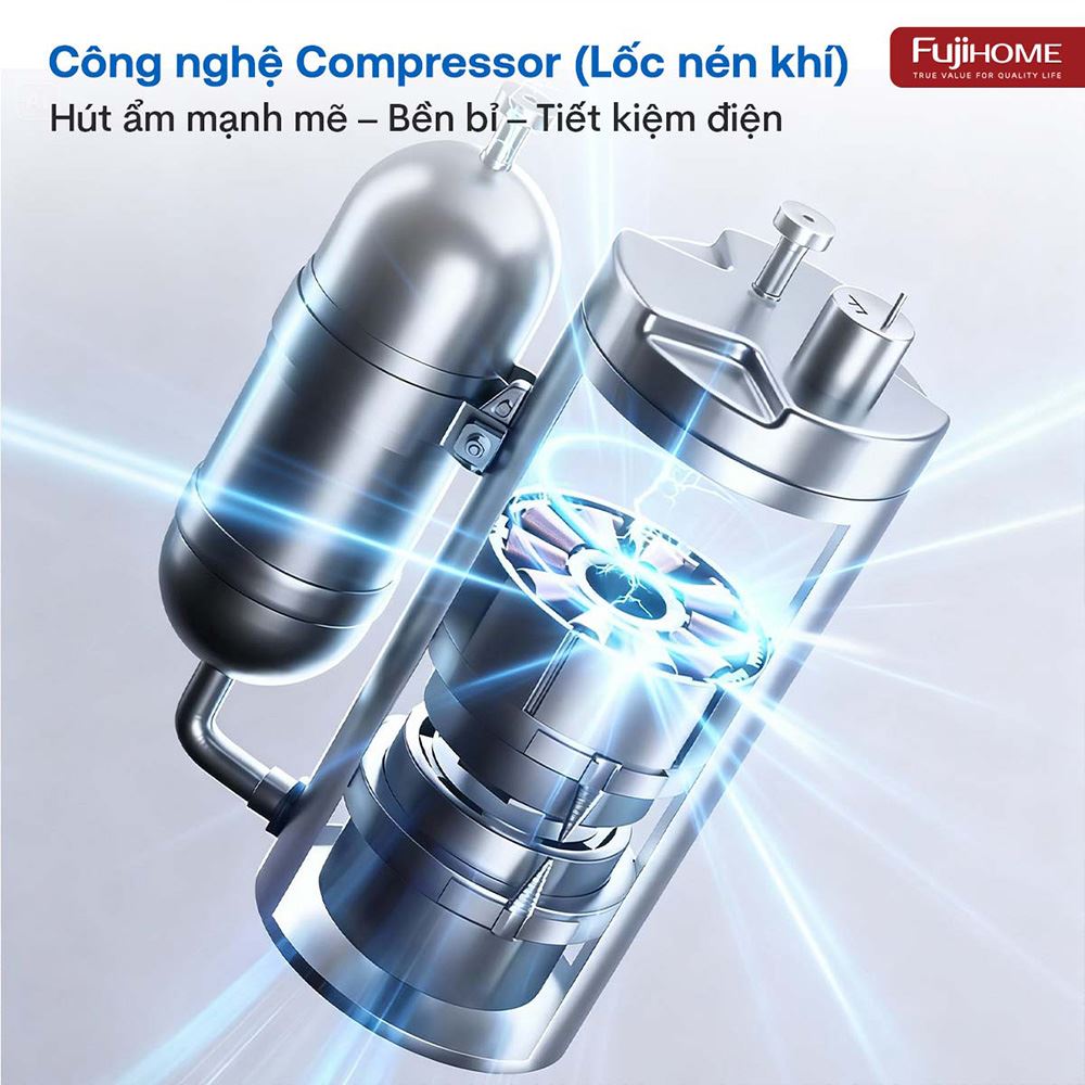 Máy hút ẩm kết hợp lọc không khí FUJIHOME DH35W-HEPA Màu Trắng