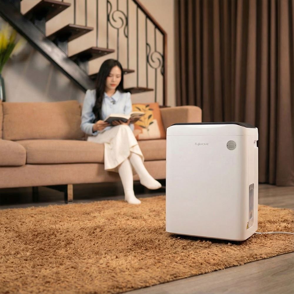 Máy hút ẩm kết hợp lọc không khí FUJIHOME DH35W-HEPA Màu Trắng