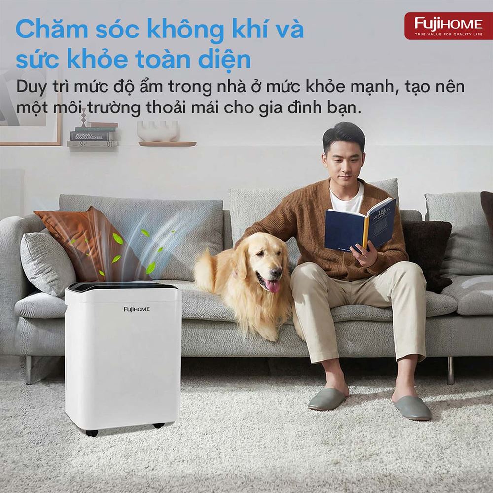 Máy hút ẩm kết hợp lọc không khí FUJIHOME DH35W-HEPA Màu Trắng