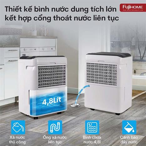 Máy hút ẩm kết hợp lọc không khí FUJIHOME DH35W-HEPA Màu Trắng