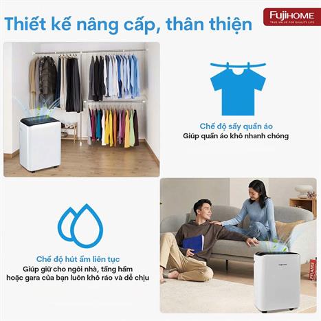 Máy hút ẩm kết hợp lọc không khí FUJIHOME DH35W-HEPA Màu Trắng