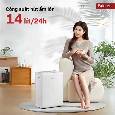 Máy hút ẩm kết hợp lọc không khí FUJIHOME DH14W-HEPA Màu Trắng