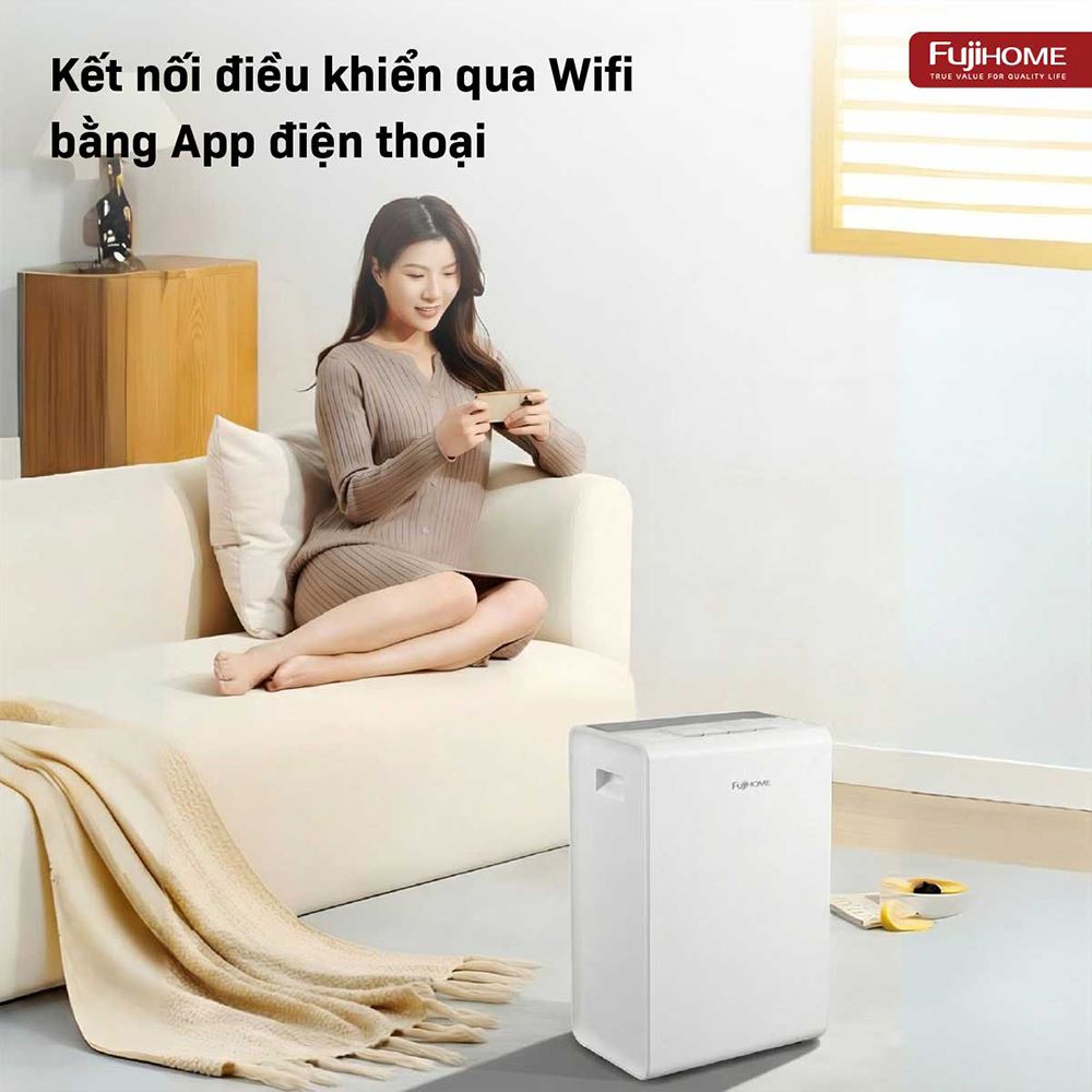 Máy hút ẩm kết hợp lọc không khí FUJIHOME DH14W-HEPA Màu Trắng