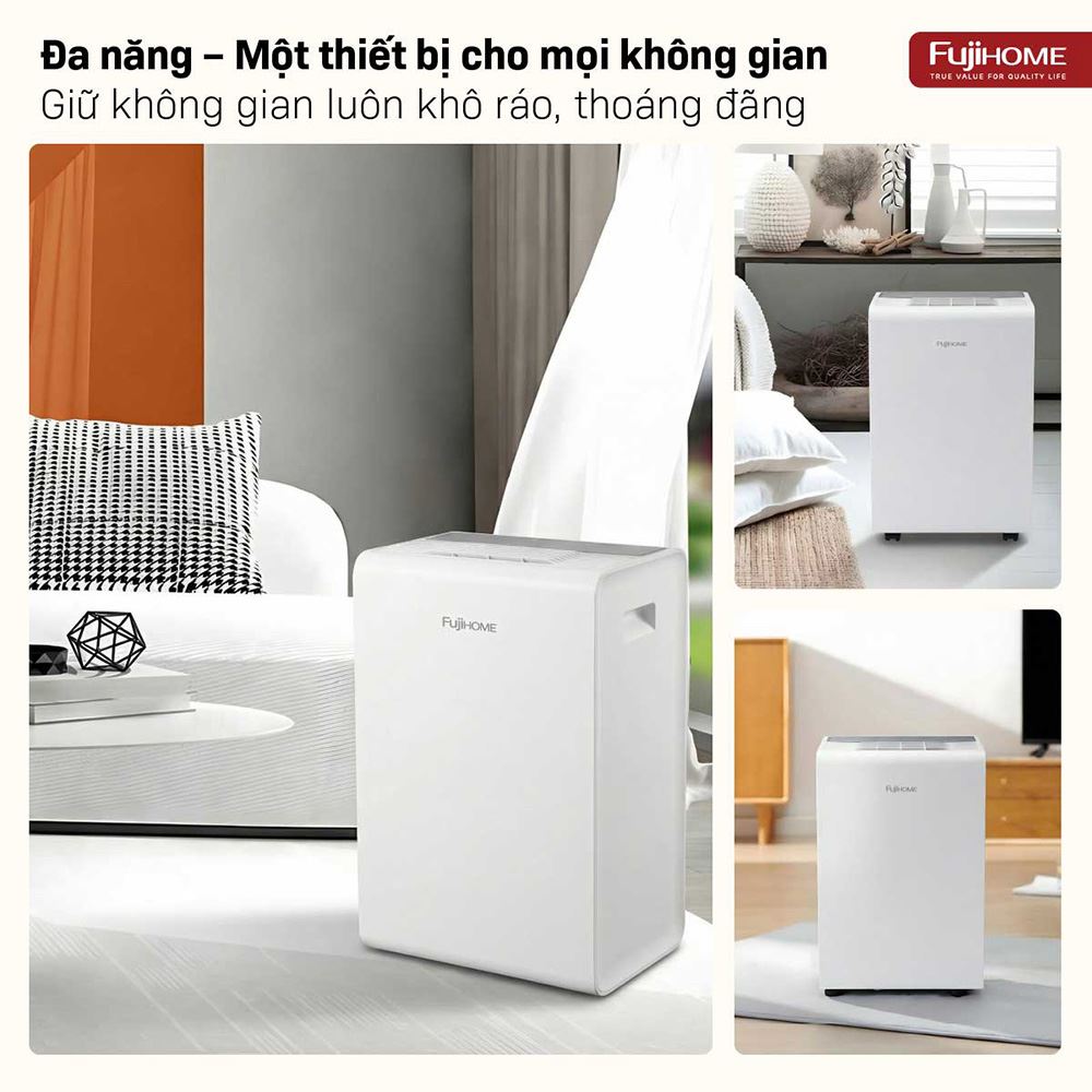 Máy hút ẩm kết hợp lọc không khí FUJIHOME DH14W-HEPA Màu Trắng