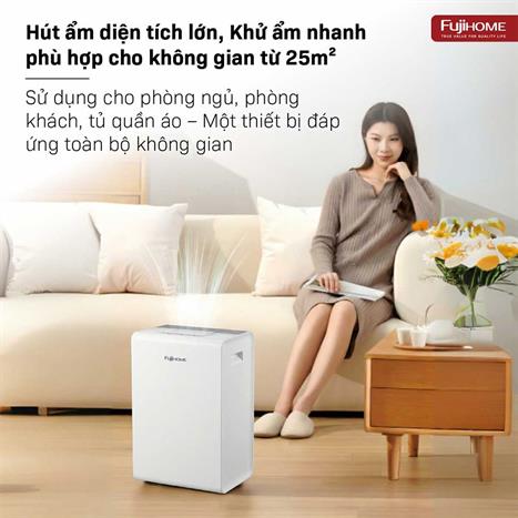 Máy hút ẩm kết hợp lọc không khí FUJIHOME DH14W-HEPA Màu Trắng