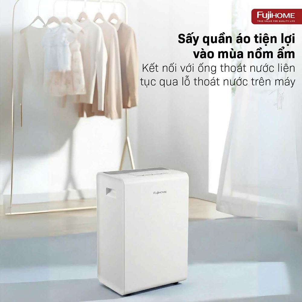 Máy hút ẩm kết hợp lọc không khí FUJIHOME DH14W-HEPA Màu Trắng