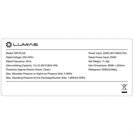 Máy hút ẩm LUMIAS D3T-PLUS Màu Trắng