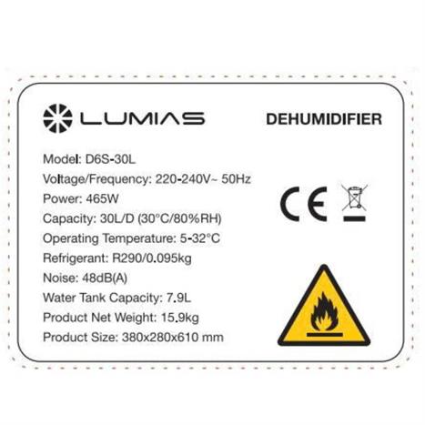 Máy hút ẩm LUMIAS D6S-30L Màu Trắng