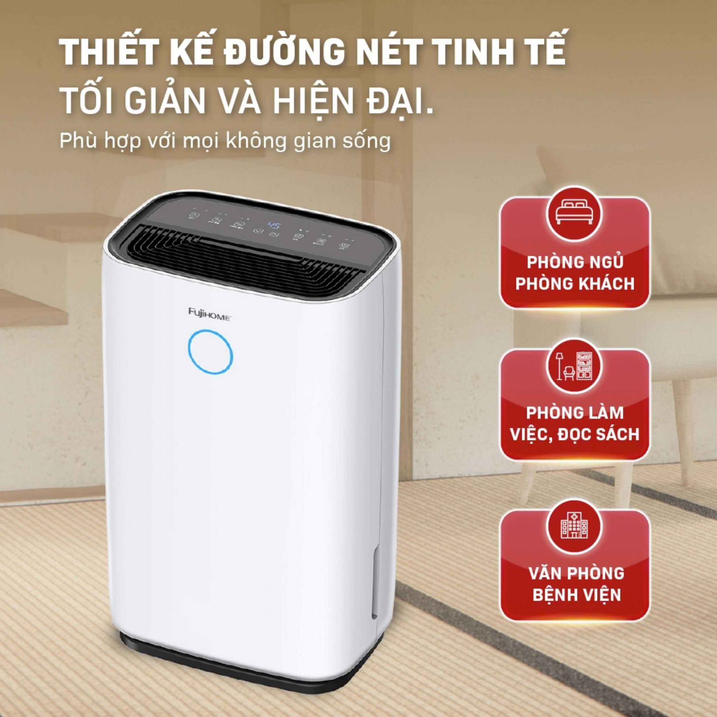 Máy hút ẩm FUJIHOME DH25W-HEPA Màu Trắng