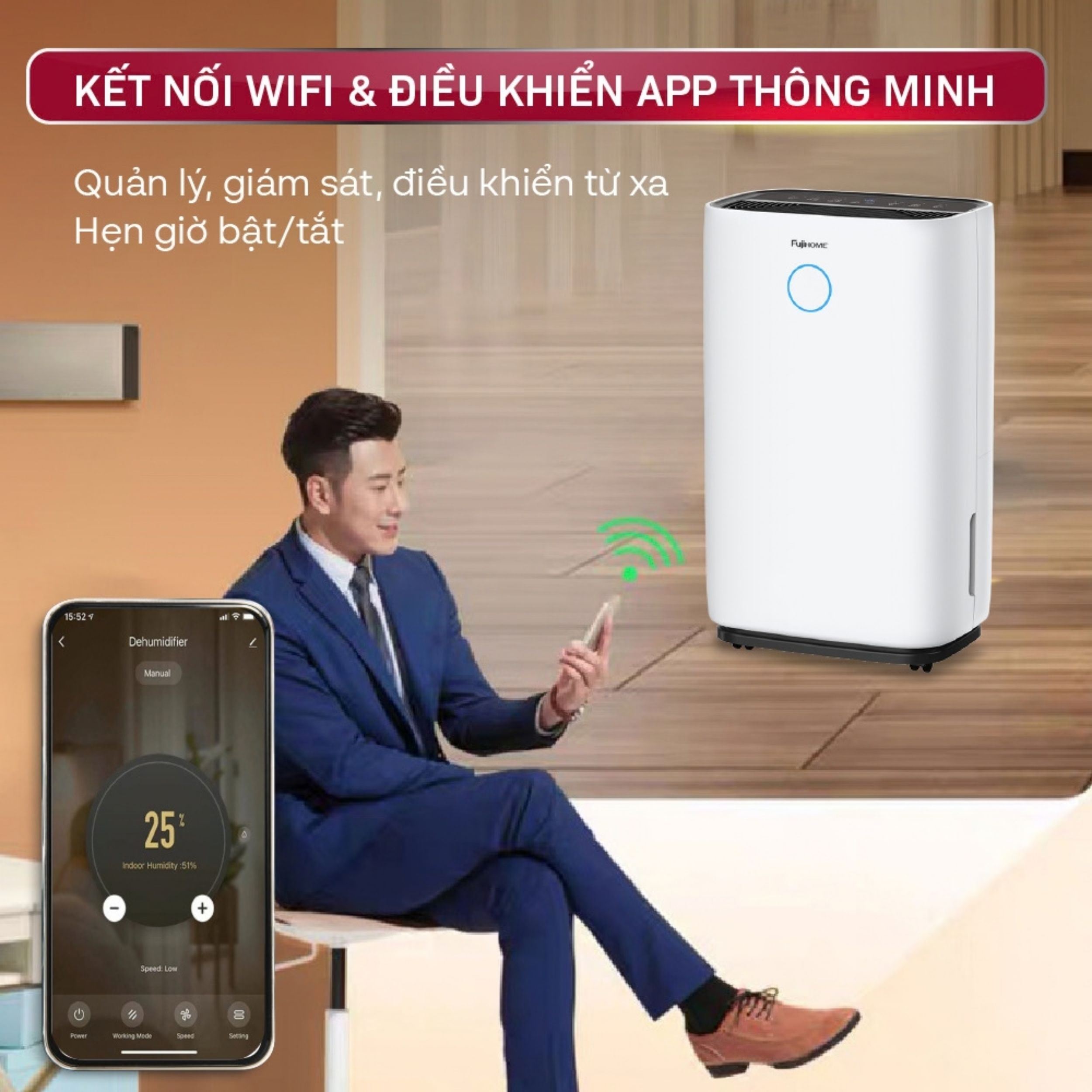 Máy hút ẩm FUJIHOME DH25W-HEPA Màu Trắng