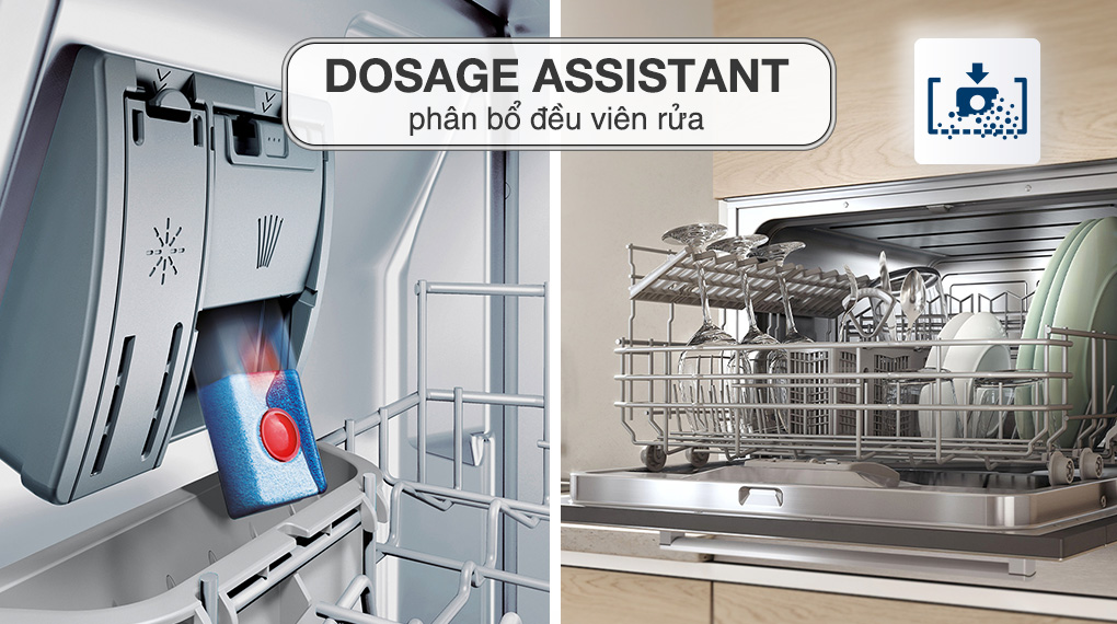 Máy rửa chén mini Bosch SKS62E38EU - Công nghệ Dosage Assistant