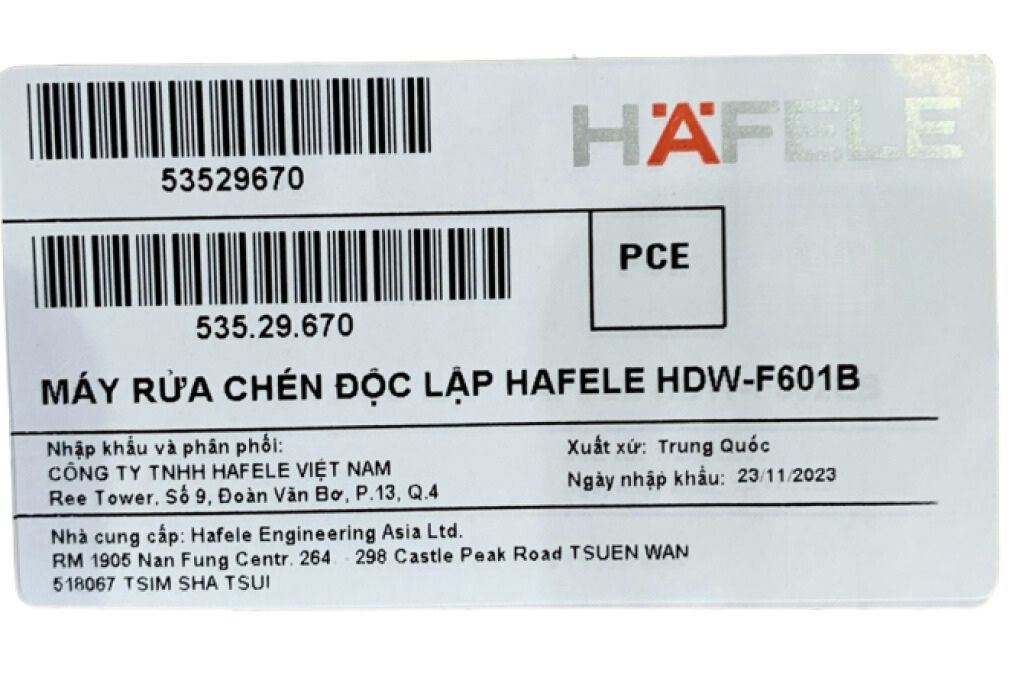 Máy rửa bát độc lập Hafele HDW-F601B (535.29.670) Màu Đen