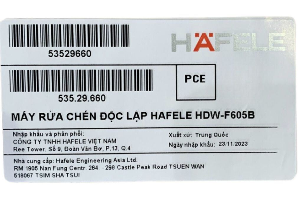 Máy rửa chén độc lập Hafele HDW-F605B (535.29.660) Màu Đen