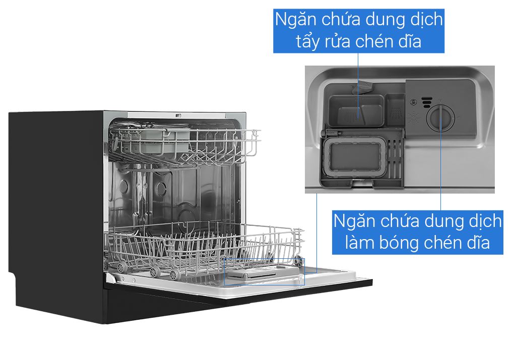 Máy rửa chén độc lập Comfee CDW-8F60RB Màu Đen
